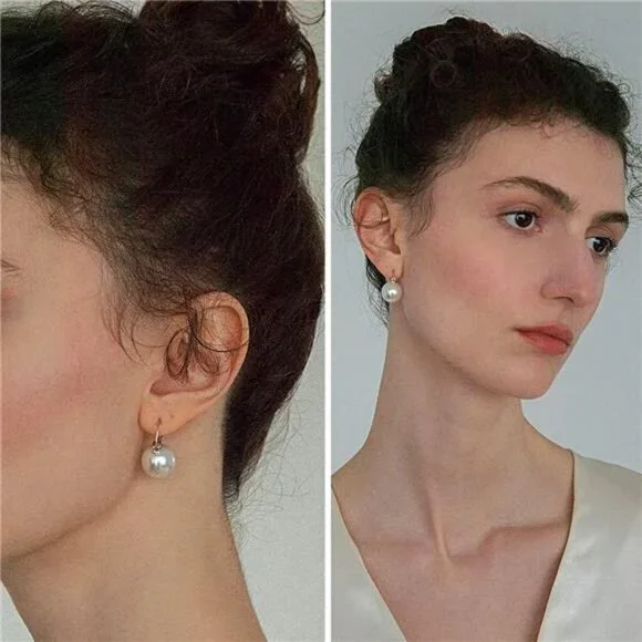 12mm Shell Pearl Earrings | Natural Mother of Pearl with Nacre Finish - Picture 2 of 4